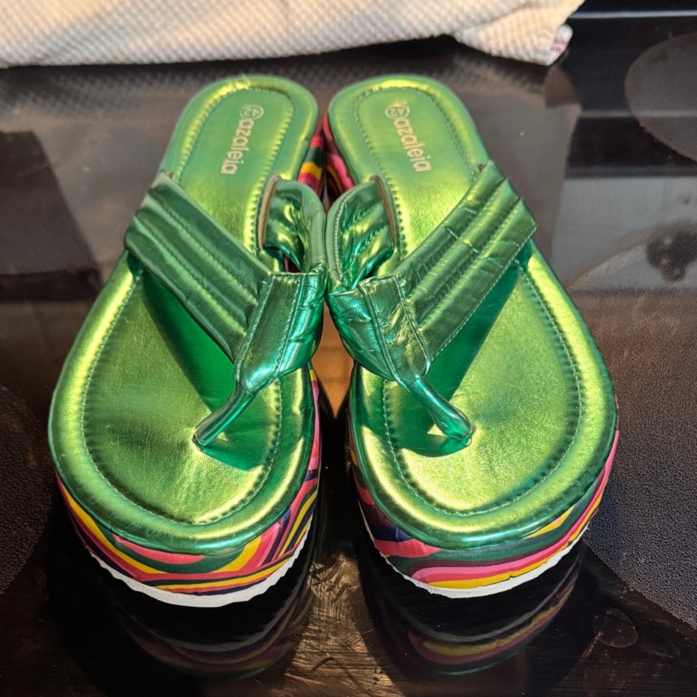 Azaleia Green Metallic Sandals sb2